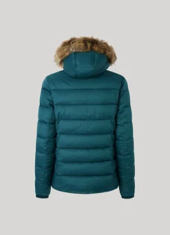 Women Pepe Jeans Puffer Jacket W/ Fur Lining On Hood