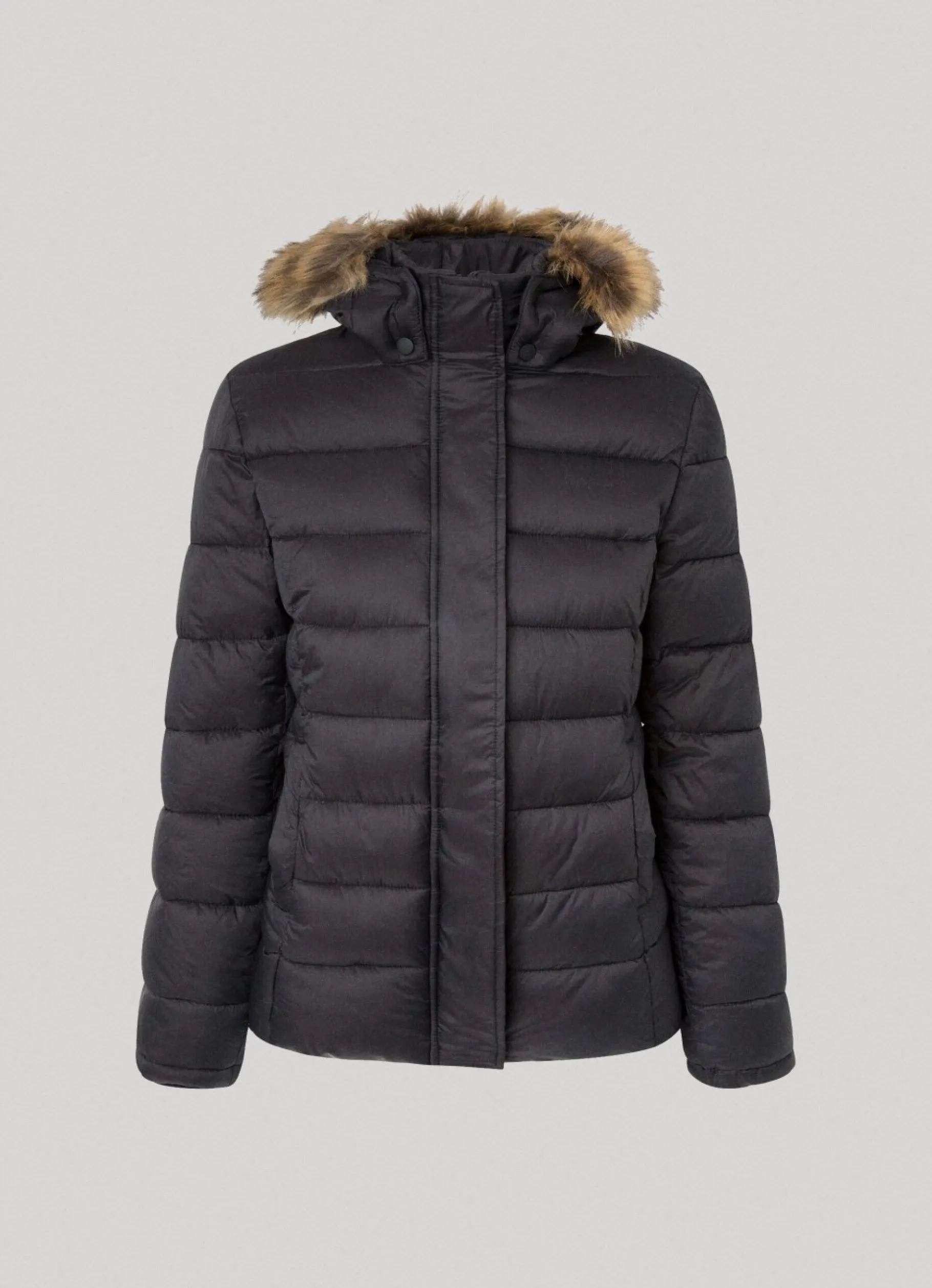 Women Pepe Jeans Puffer Jacket W/ Fur Lining On Hood