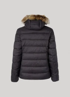 Women Pepe Jeans Puffer Jacket W/ Fur Lining On Hood