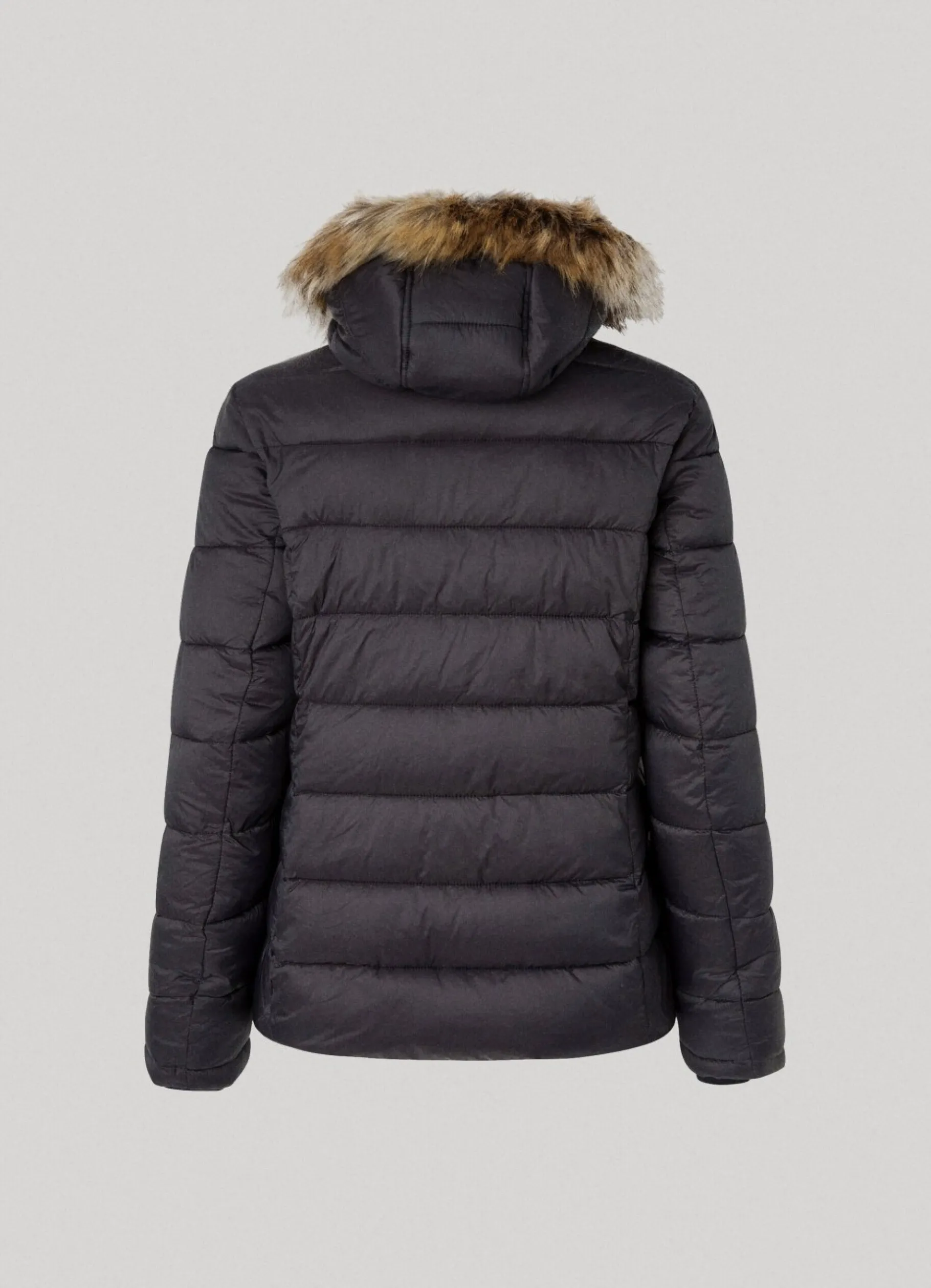 Women Pepe Jeans Puffer Jacket W/ Fur Lining On Hood