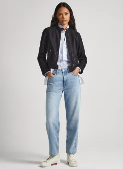 Women Pepe Jeans Quilted Shoulder Biker Jacket