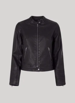 Women Pepe Jeans Quilted Shoulder Biker Jacket