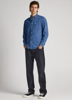 Men Pepe Jeans Regular Fit Chambray Shirt