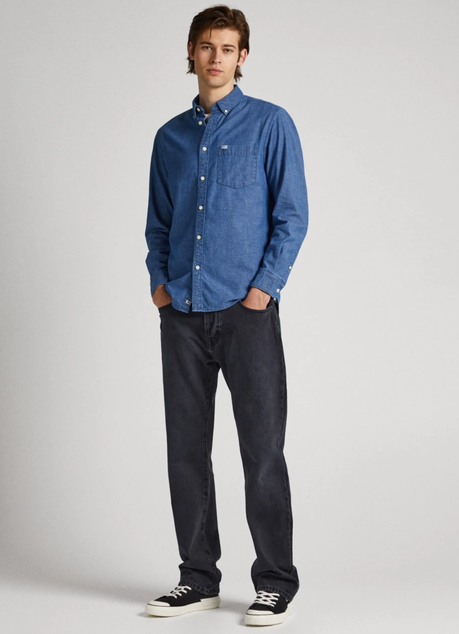 Men Pepe Jeans Regular Fit Chambray Shirt