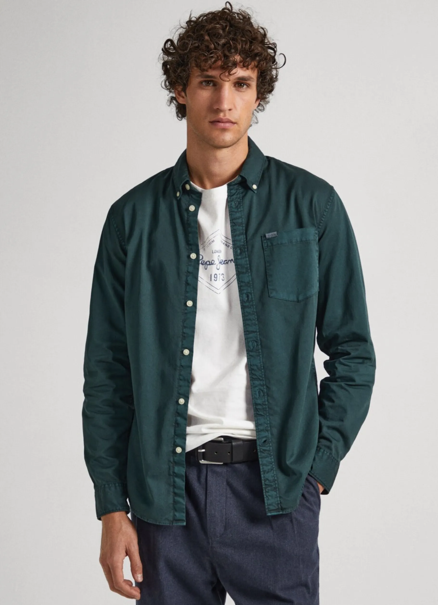 Men Pepe Jeans Regular Fit Cotton Twill Shirt