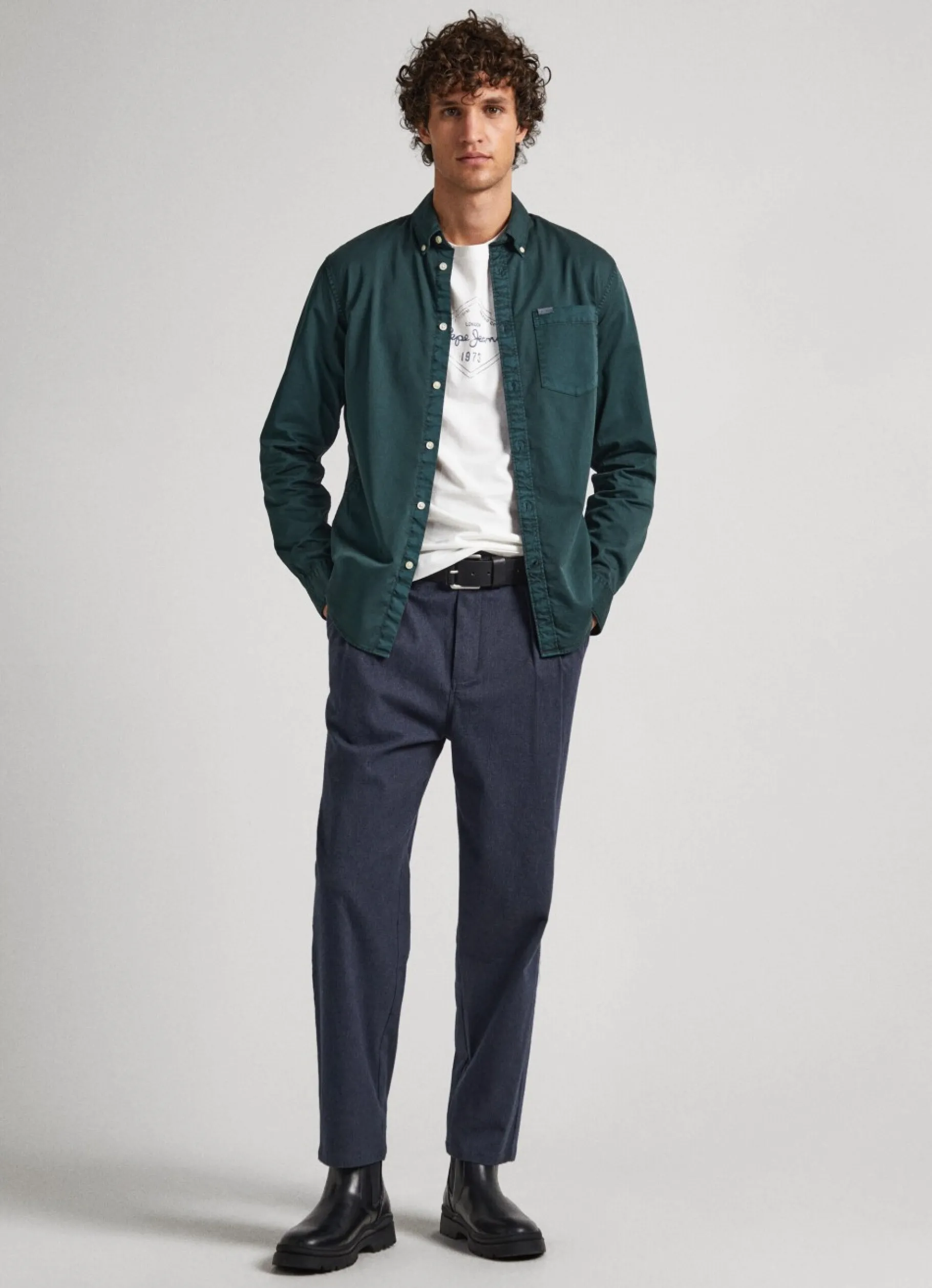 Men Pepe Jeans Regular Fit Cotton Twill Shirt