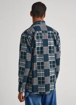 Men Pepe Jeans Regular Fit Patchwork Shirt