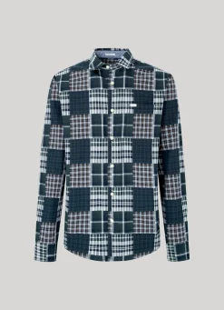 Men Pepe Jeans Regular Fit Patchwork Shirt