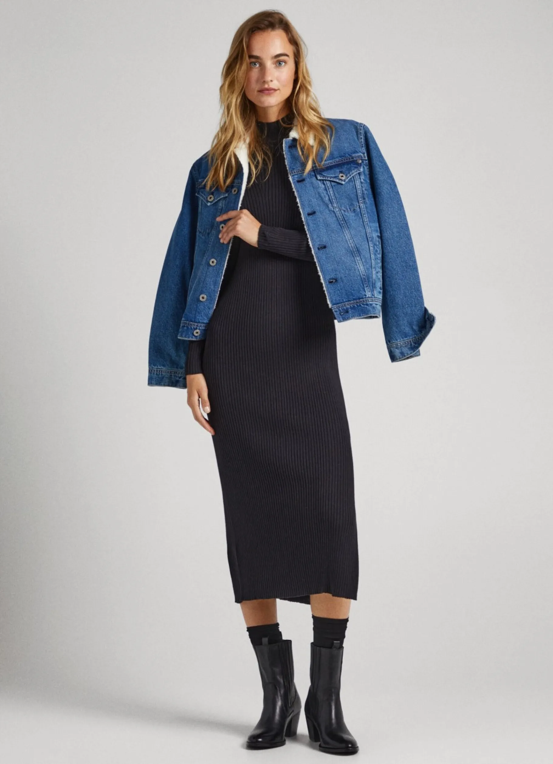 Women Pepe Jeans Regular Fit Ribbed Dress