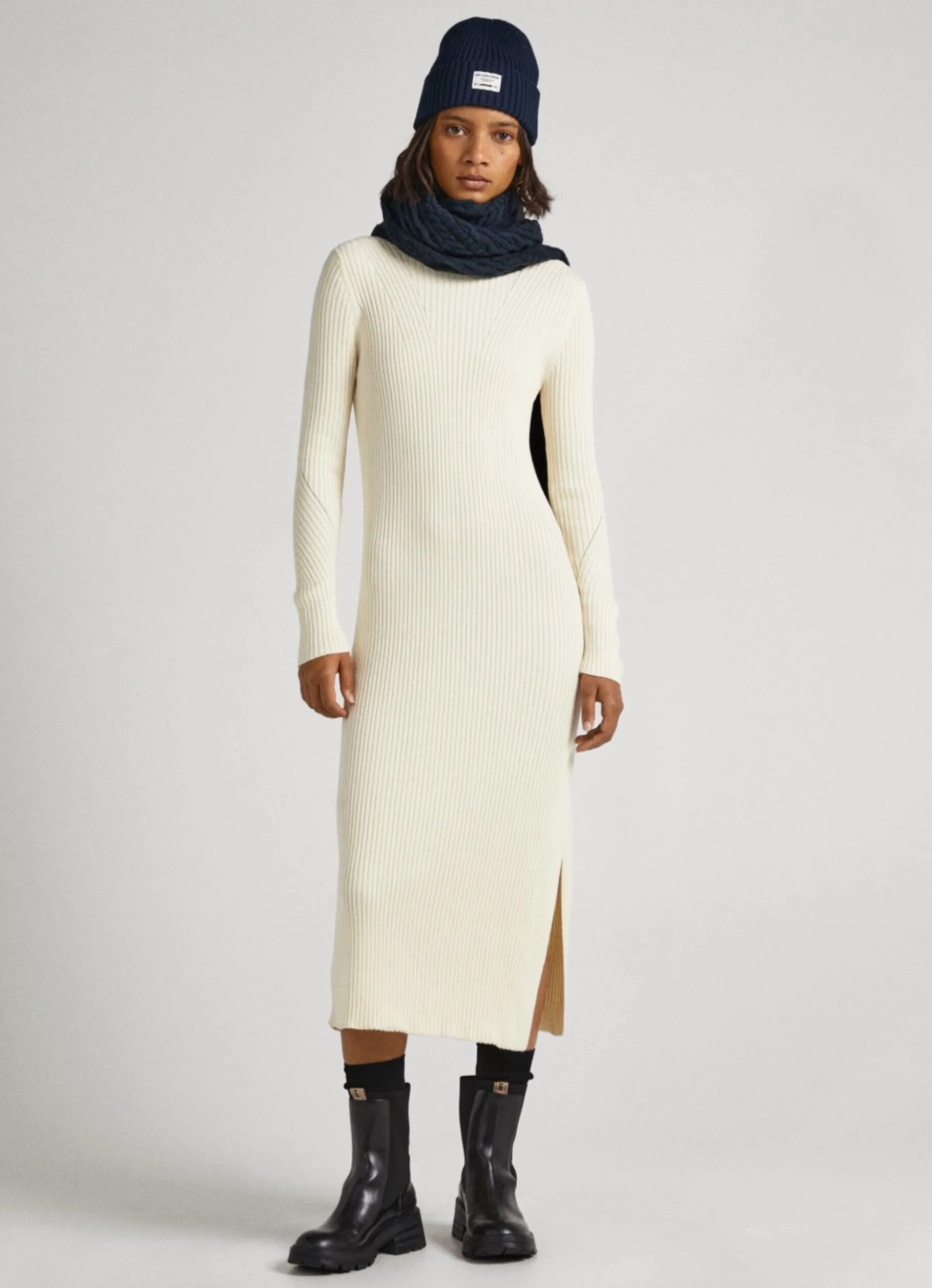 Women Pepe Jeans Regular Fit Ribbed Dress