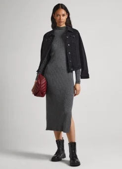Women Pepe Jeans Regular Fit Ribbed Dress