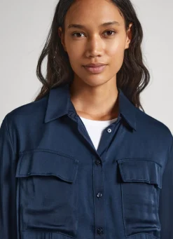 Women Pepe Jeans Regular Fit Satin Shirt