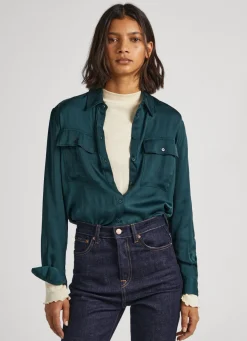 Women Pepe Jeans Regular Fit Satin Shirt