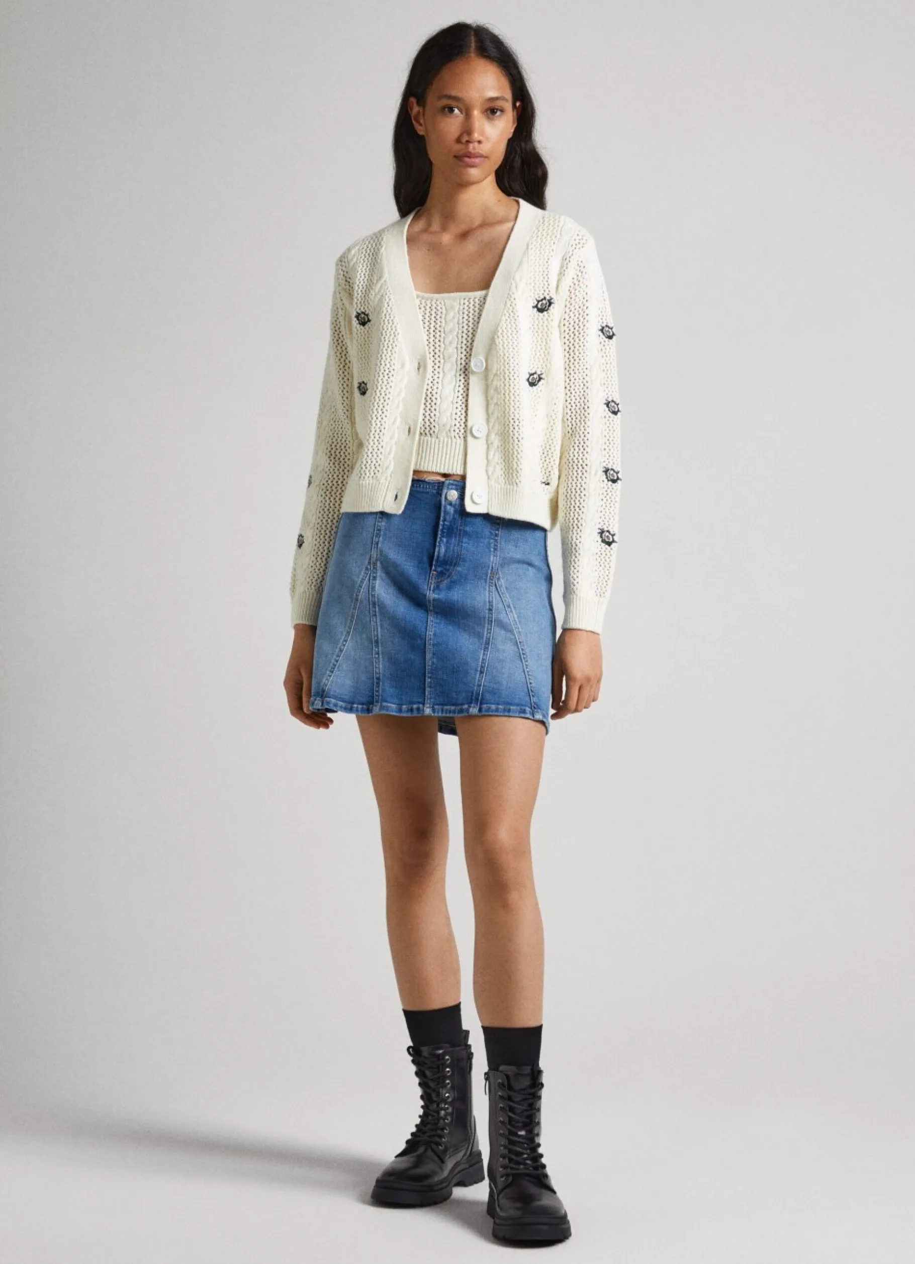 Women Pepe Jeans Rib Detail Cardigan