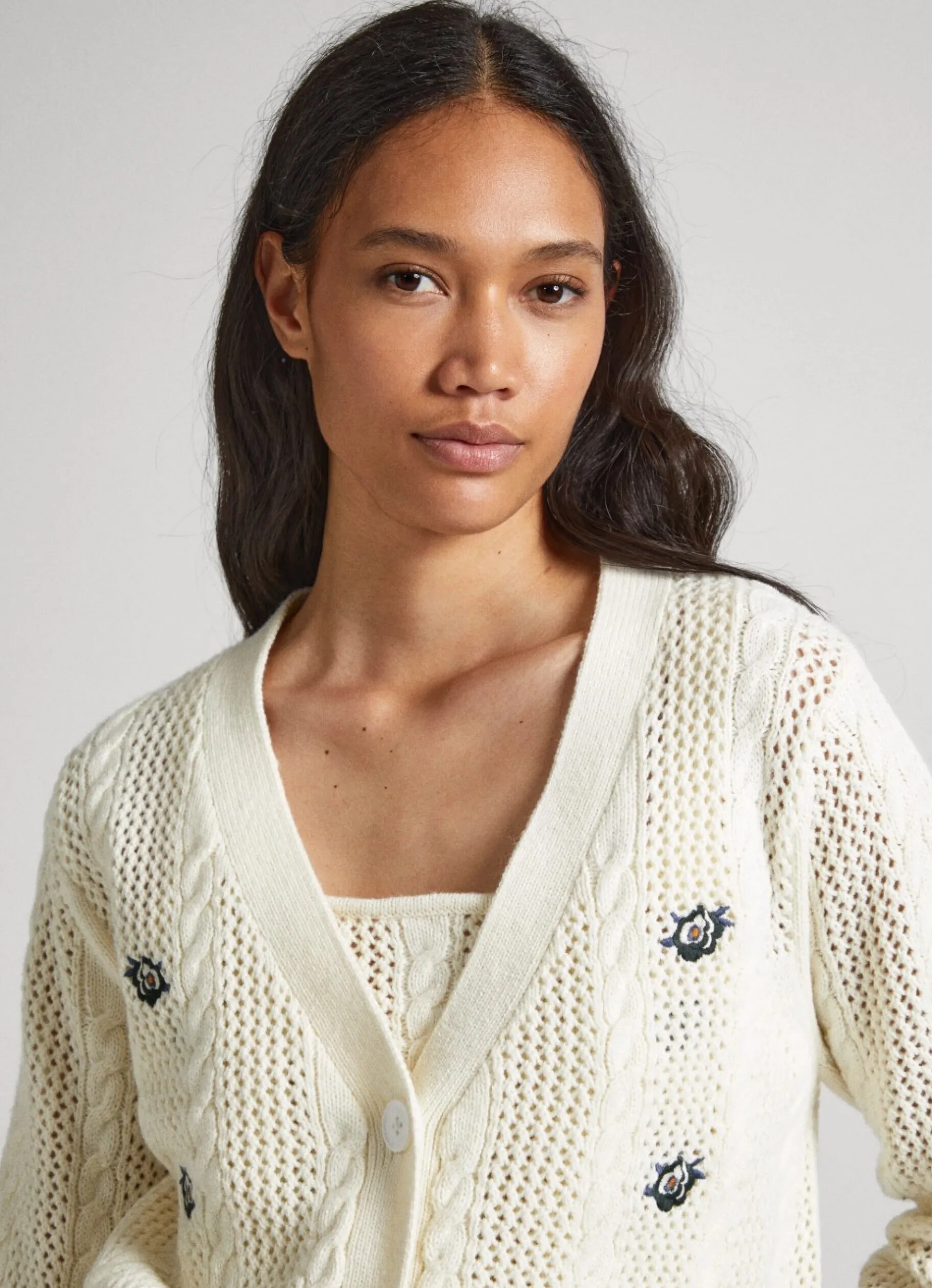 Women Pepe Jeans Rib Detail Cardigan