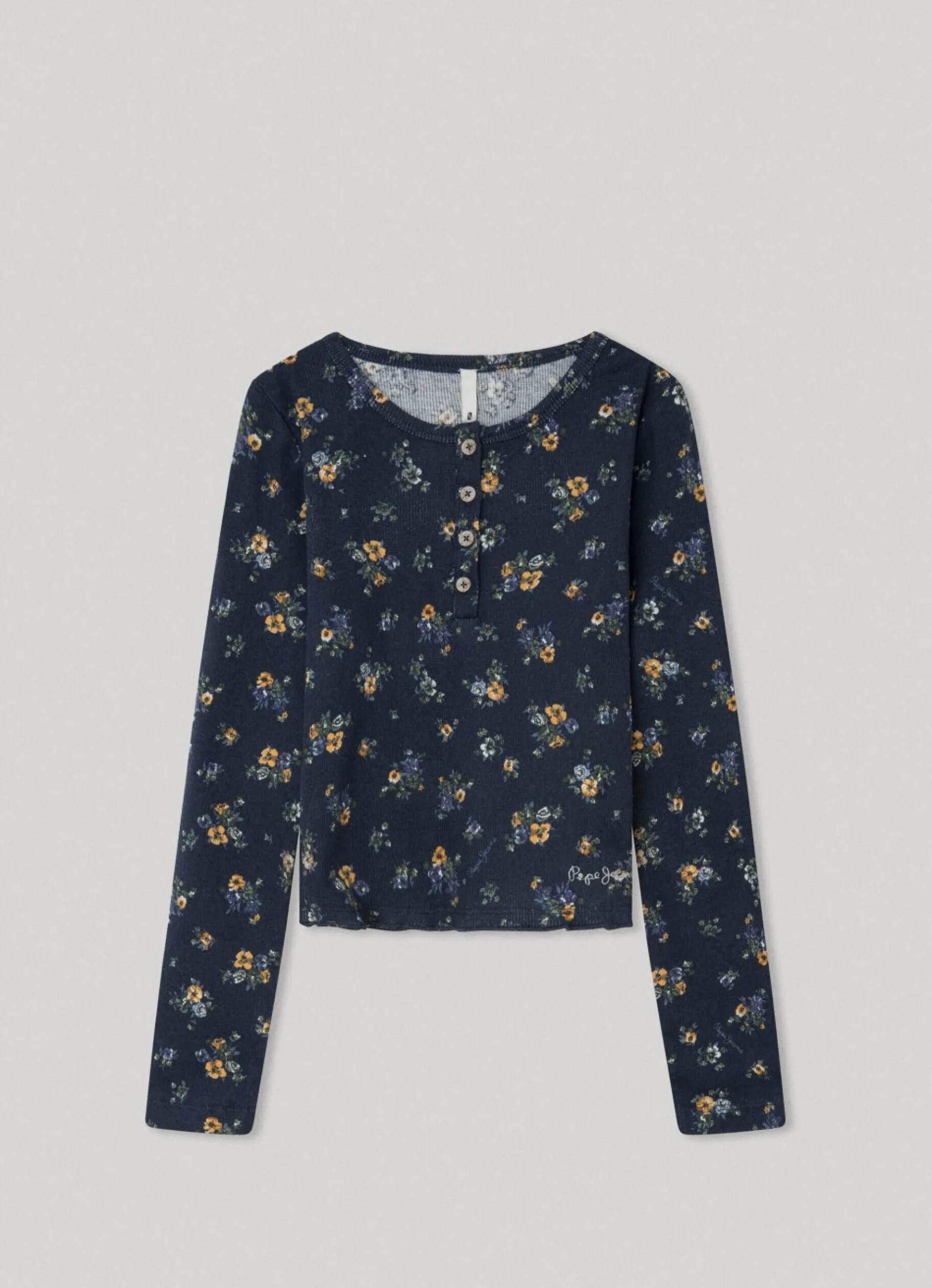 Girl Pepe Jeans Ribbed Floral Print Shirt