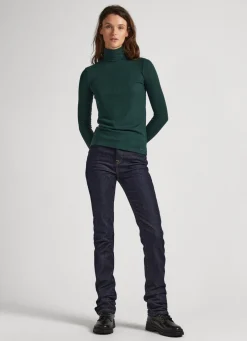 Women Pepe Jeans Ribbed Turtleneck Long Sleeve T-Shirt
