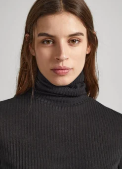 Women Pepe Jeans Ribbed Turtleneck Long Sleeve T-Shirt
