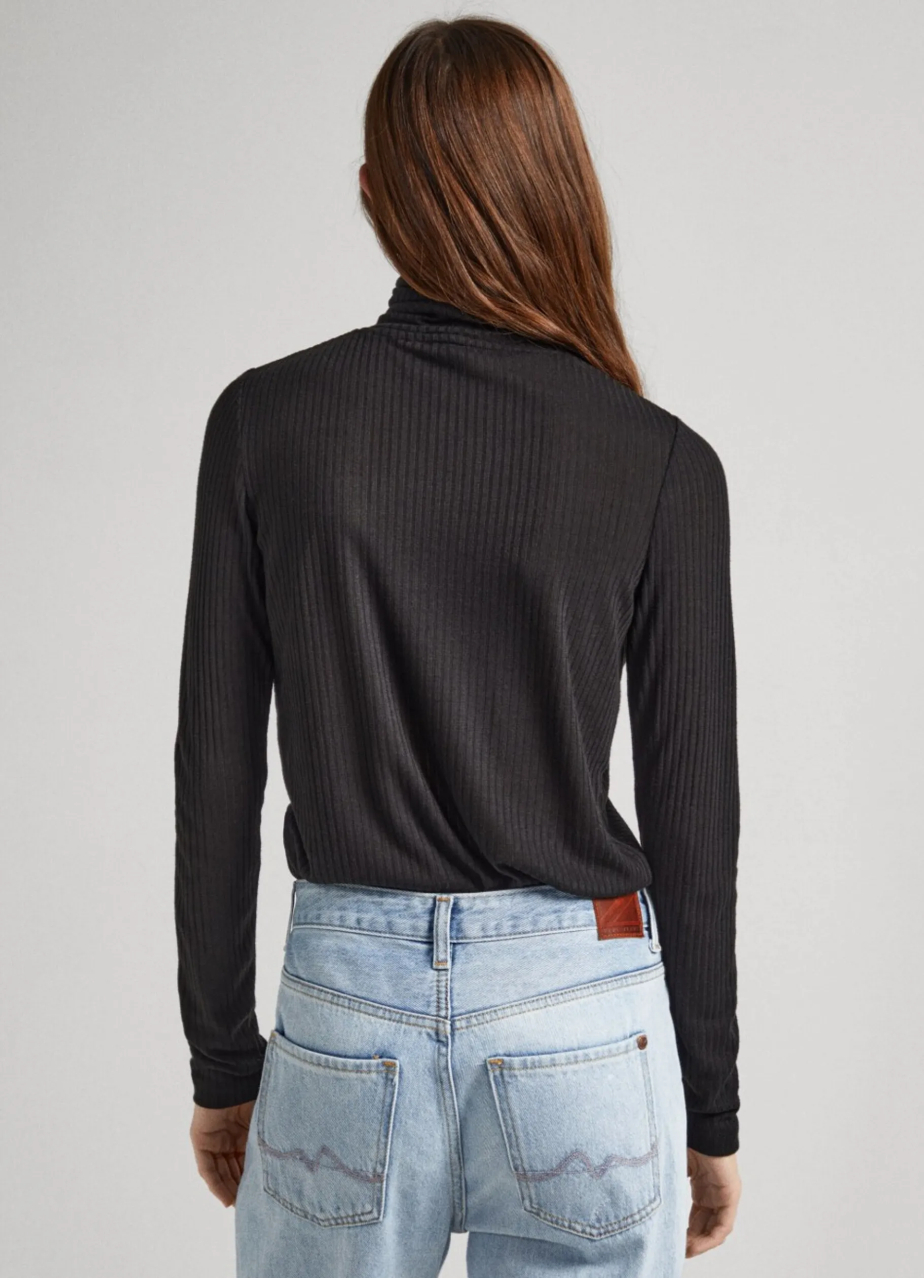 Women Pepe Jeans Ribbed Turtleneck Long Sleeve T-Shirt