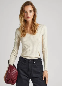 Women Pepe Jeans Ribbed V-Neck Knit