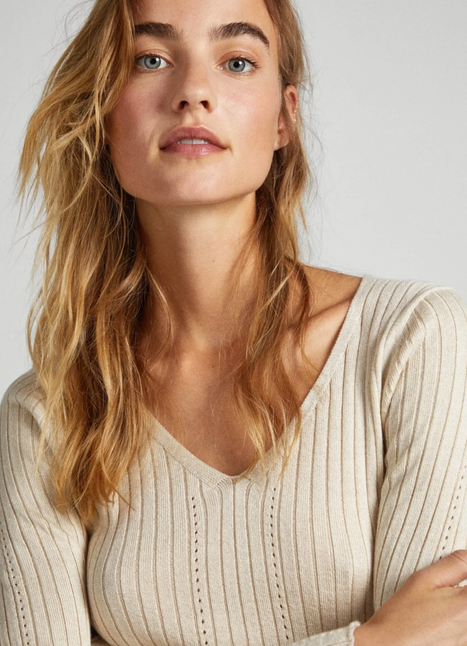 Women Pepe Jeans Ribbed V-Neck Knit