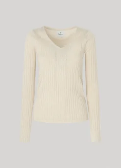 Women Pepe Jeans Ribbed V-Neck Knit