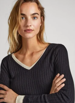 Women Pepe Jeans Ribbed V-Neck Knit