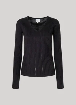 Women Pepe Jeans Ribbed V-Neck Knit
