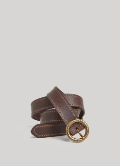 Women Pepe Jeans Round Buckle Leather Belt