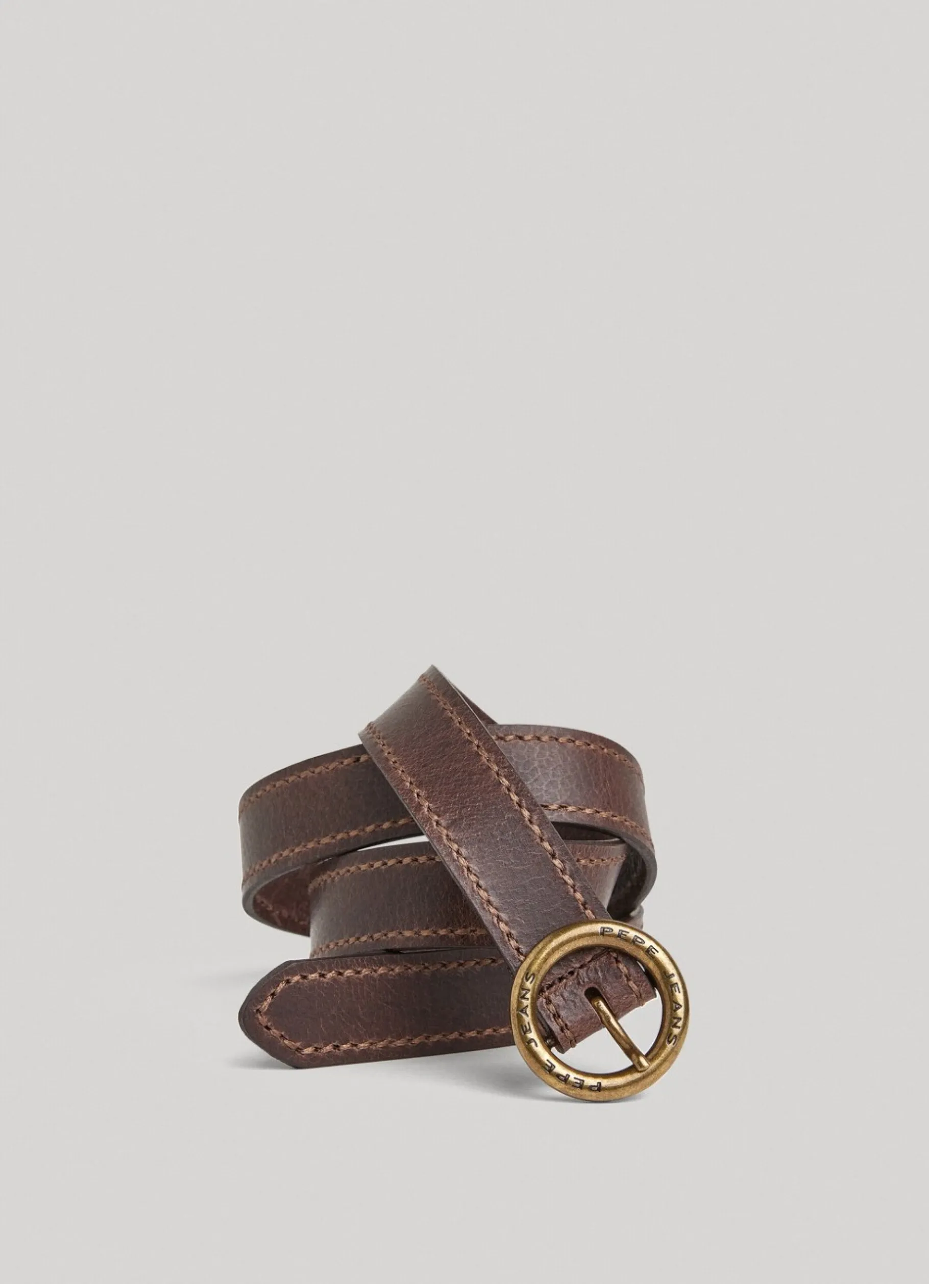 Women Pepe Jeans Round Buckle Leather Belt