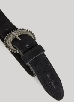 Women Pepe Jeans Round Buckle Suede Belt