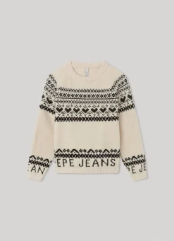 Girl Pepe Jeans Round Neck Jacquard Knit