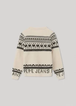 Girl Pepe Jeans Round Neck Jacquard Knit