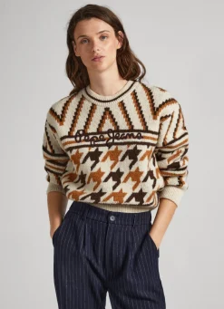 Women Pepe Jeans Round Neck Jacquard Knit