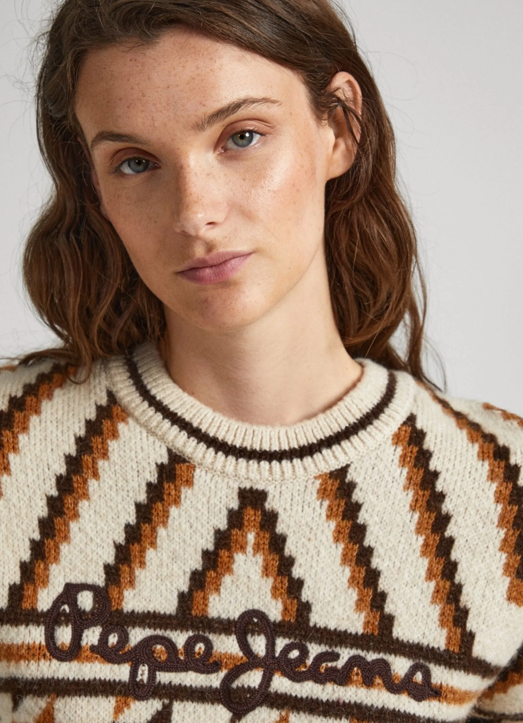Women Pepe Jeans Round Neck Jacquard Knit