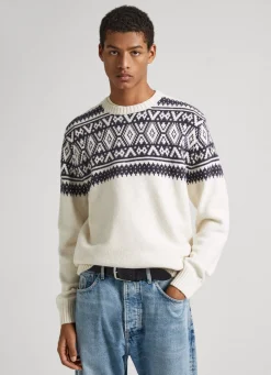 Men Pepe Jeans Round Neck Jacquard Sweatshirt