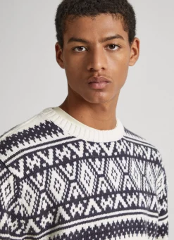 Men Pepe Jeans Round Neck Jacquard Sweatshirt