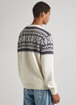 Men Pepe Jeans Round Neck Jacquard Sweatshirt