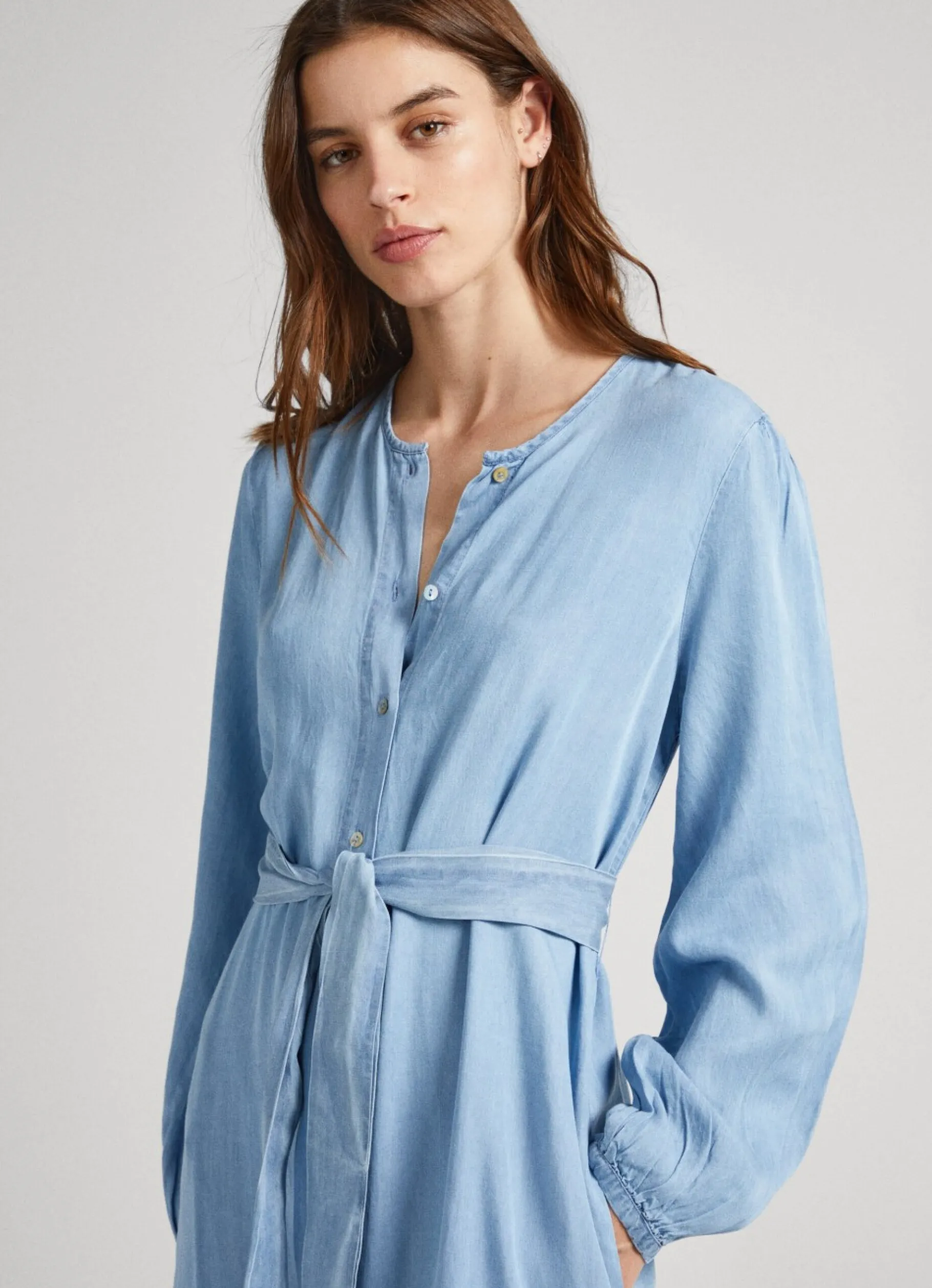 Women Pepe Jeans Round Neck Tencel Dress