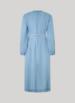 Women Pepe Jeans Round Neck Tencel Dress