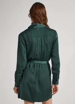 Women Pepe Jeans Satin Button-Up Dress