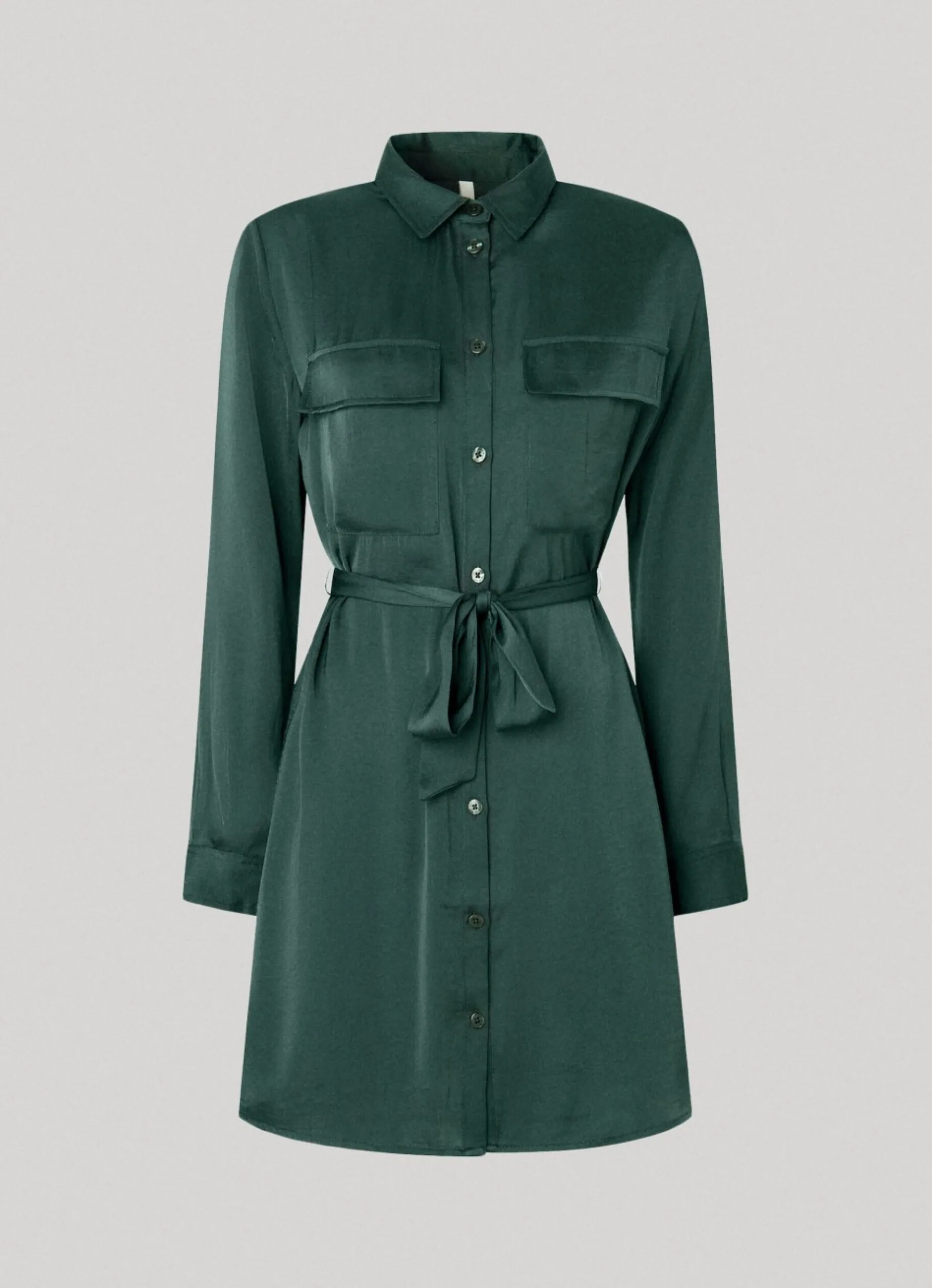 Women Pepe Jeans Satin Button-Up Dress