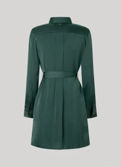 Women Pepe Jeans Satin Button-Up Dress
