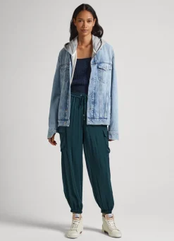 Women Pepe Jeans Satin Cargo Trousers