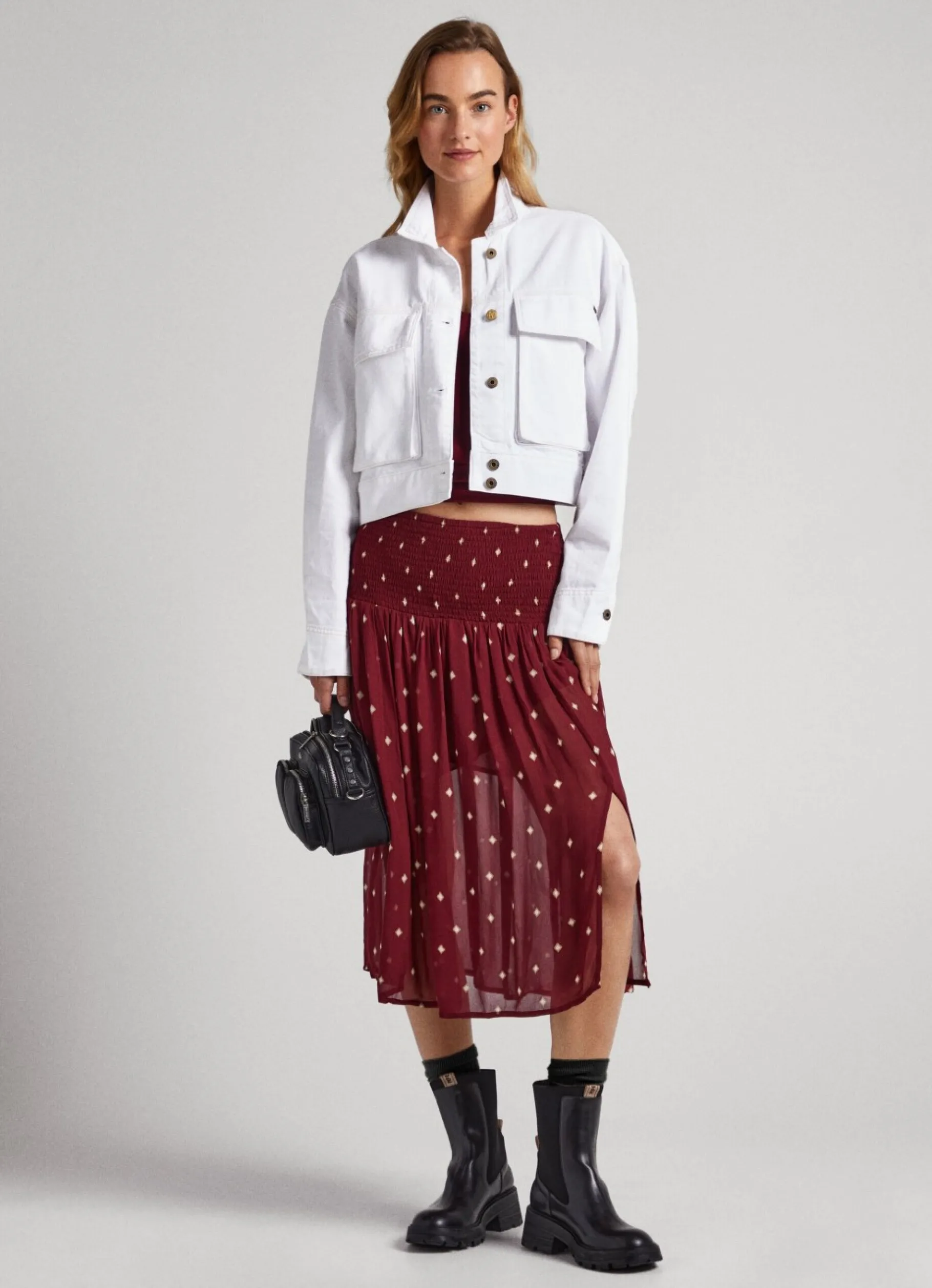 Women Pepe Jeans Semi-Transparent Fabric Skirt