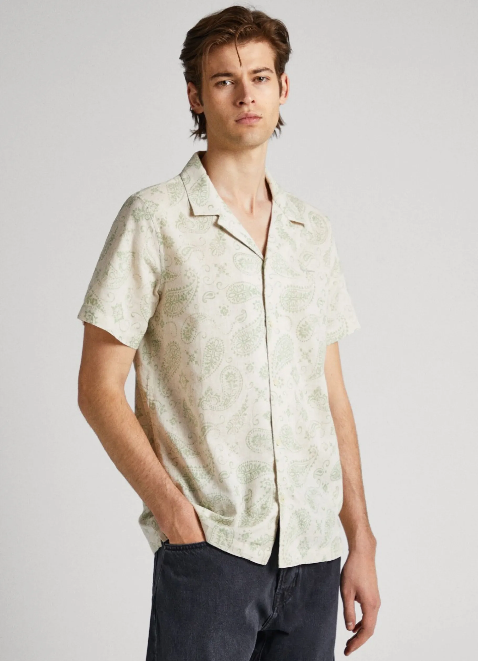 Men Pepe Jeans Short Sleeve Paisley Shirt