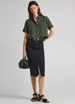 Women Pepe Jeans Short Sleeve Shirt With Openwork Details