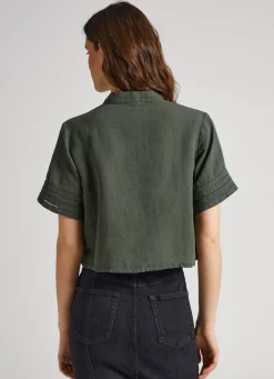 Women Pepe Jeans Short Sleeve Shirt With Openwork Details