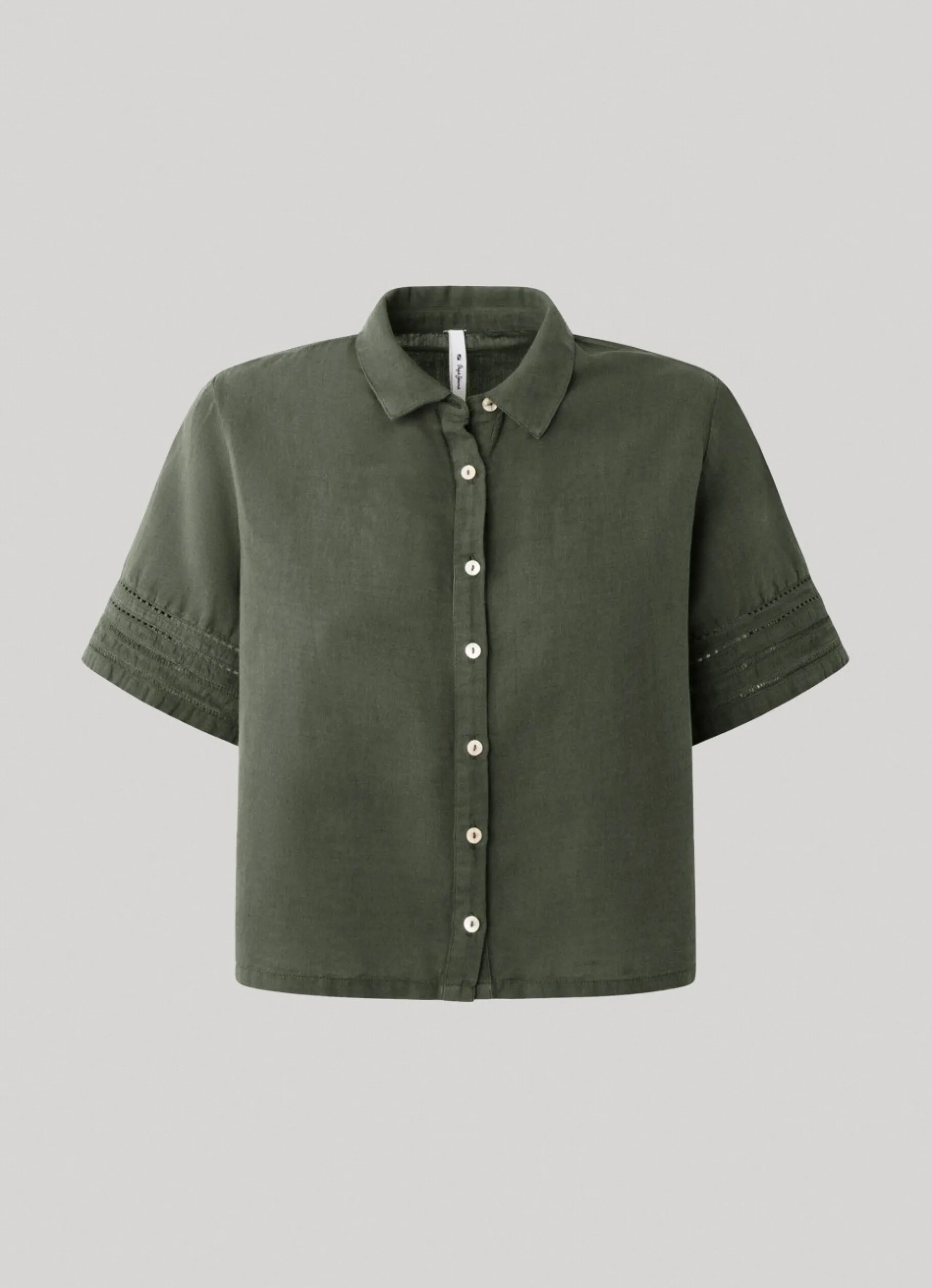 Women Pepe Jeans Short Sleeve Shirt With Openwork Details