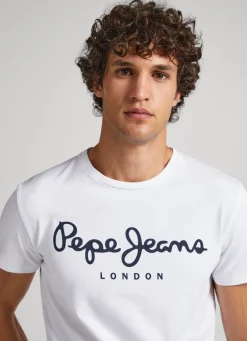 Men Pepe Jeans Short-Sleeved Cotton T-Shirt
